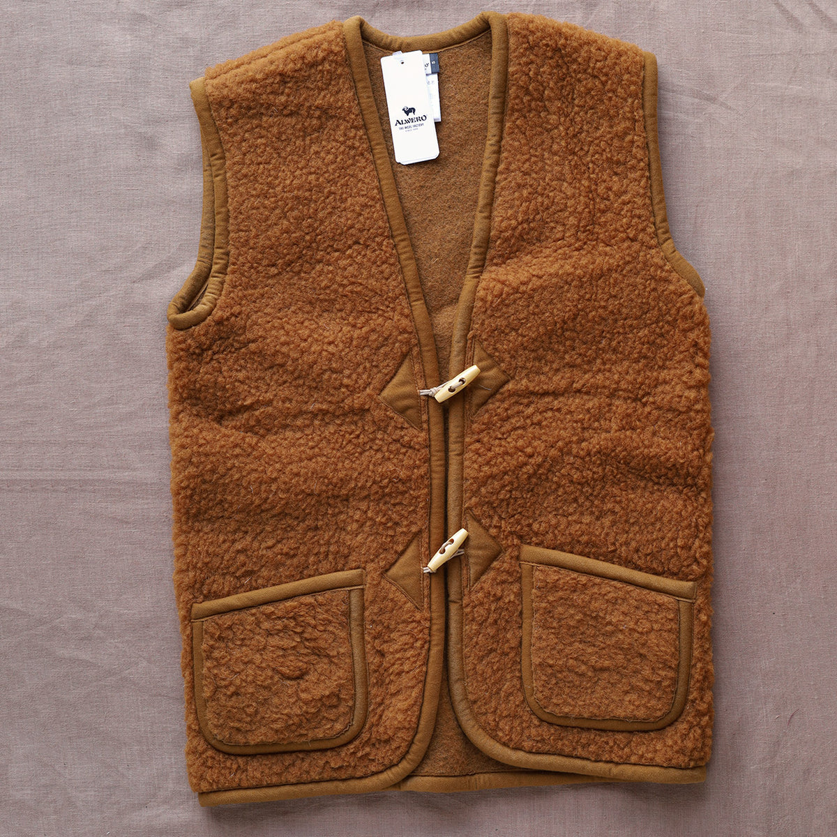 Women's Fleece Alpen Vest - 100% Wool - Caramel