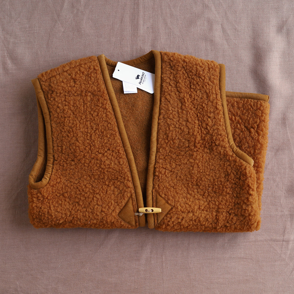 Women's Fleece Alpen Vest - 100% Wool - Caramel