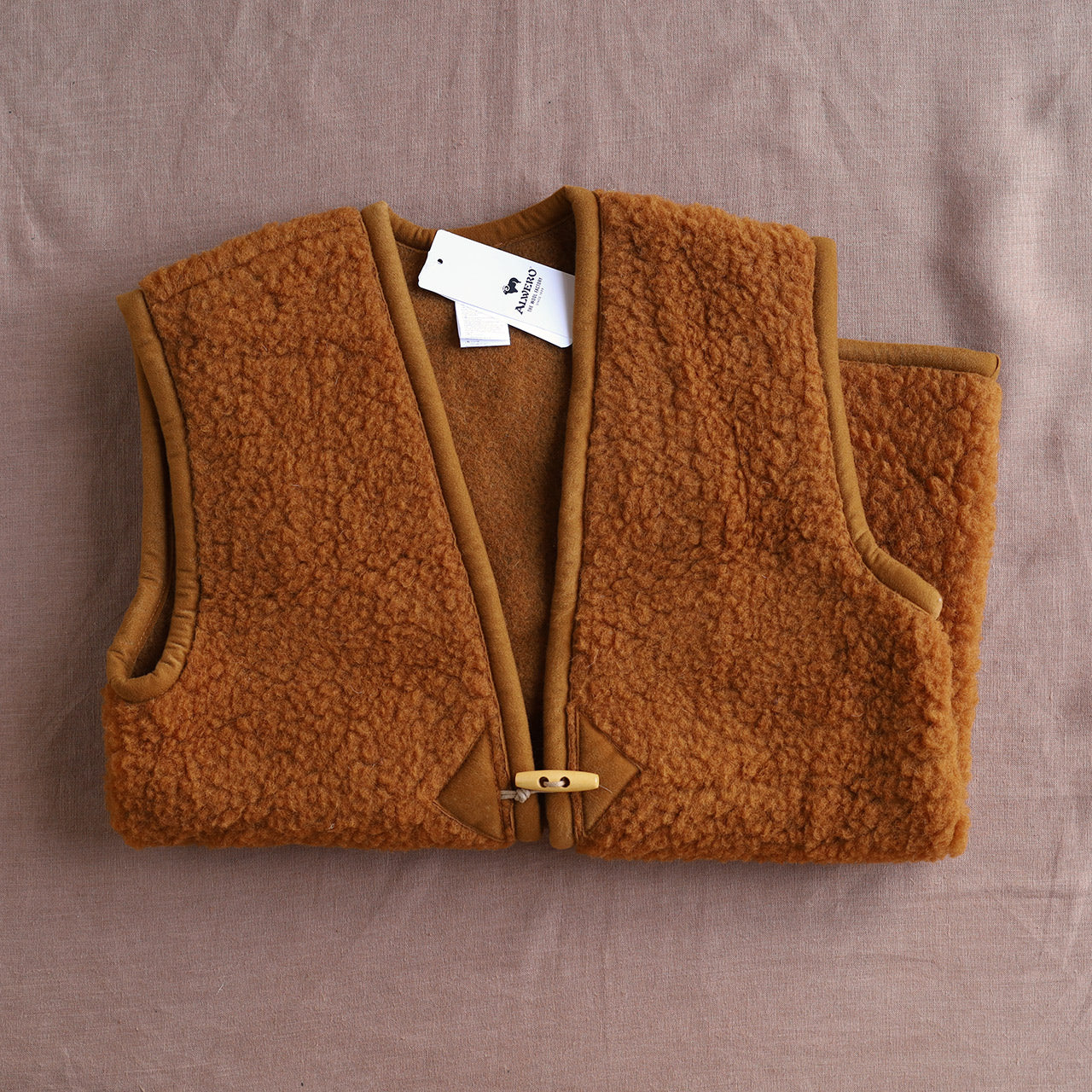Women's Fleece Alpen Vest - 100% Wool - Caramel
