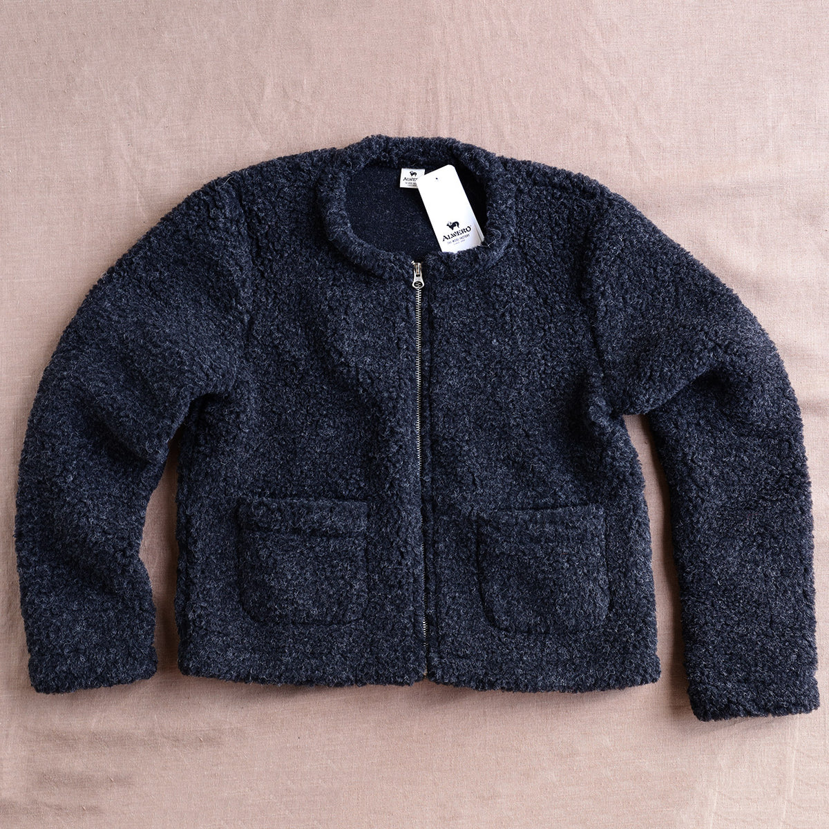 Women's Plush Cropped Jacket - 100% Wool - Black (S-L)