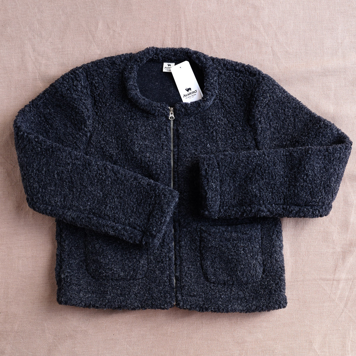 Women's Plush Cropped Jacket - 100% Wool - Black (S-L)