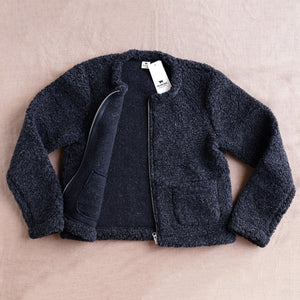 Women's Plush Cropped Jacket - 100% Wool - Black (S-L)