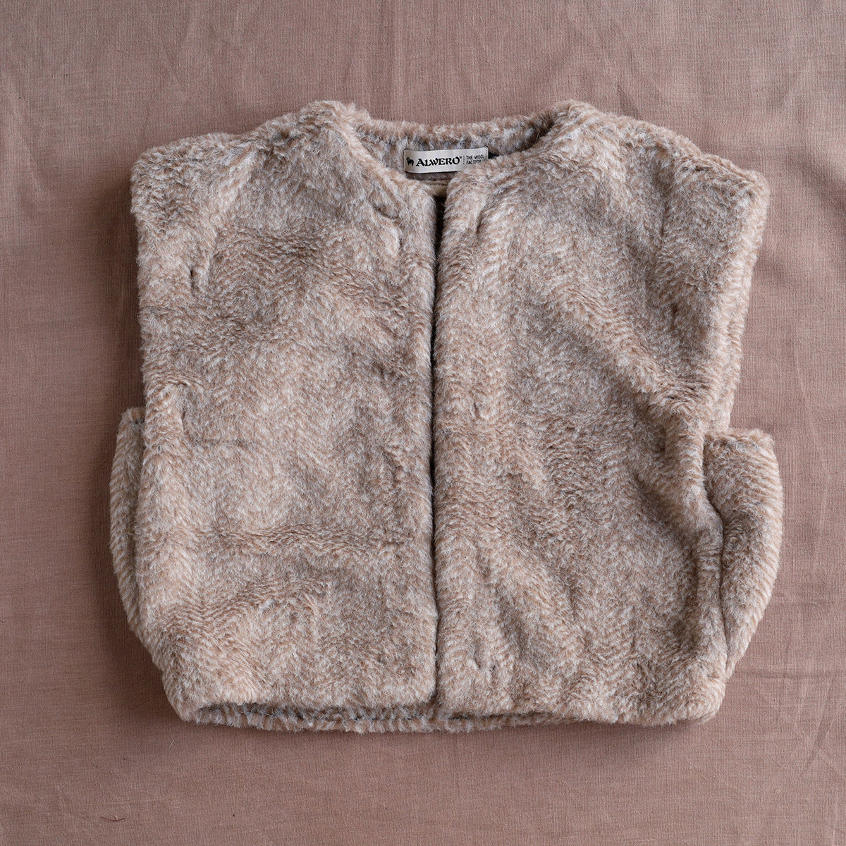 Women's Fleece Vest - 100% Wool - Herringbone Camel (XS-L)