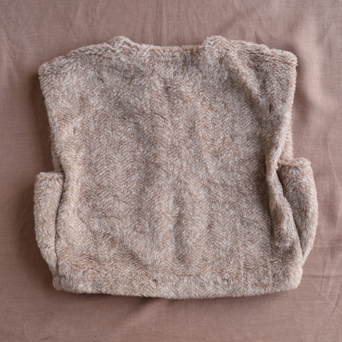 Women's Fleece Vest - 100% Wool - Herringbone Camel (XS-L)