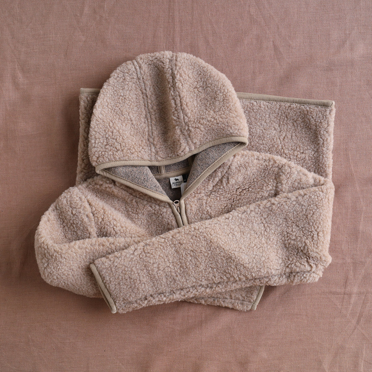 Women's Plush Hooded Jacket - 100% Wool - Tan (S, M, L)