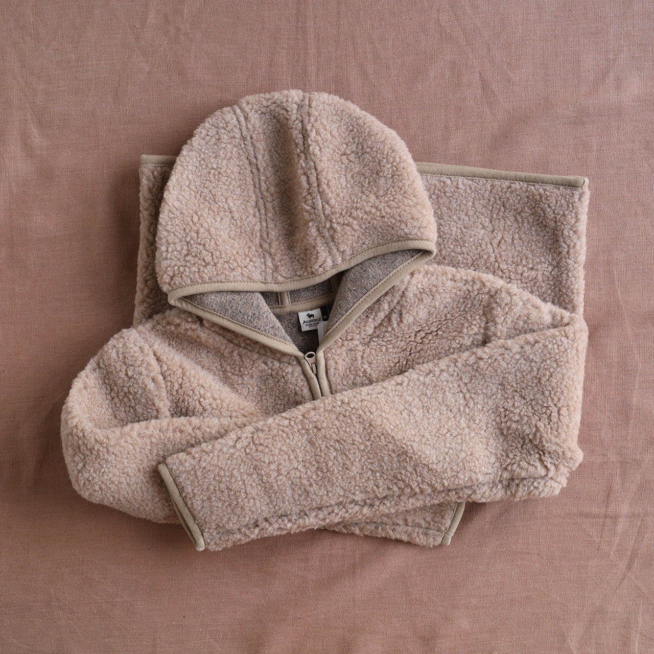 Women's Plush Hooded Jacket - 100% Wool - Tan (S, M, L)