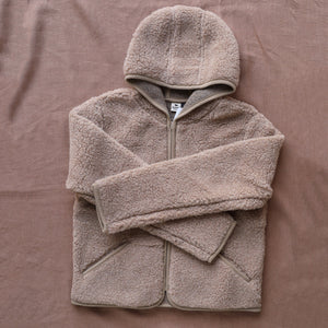 Women's Plush Hooded Jacket - 100% Wool - Tan (S, M, L)
