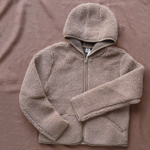 Women's Plush Hooded Jacket - 100% Wool - Tan (S, M, L)