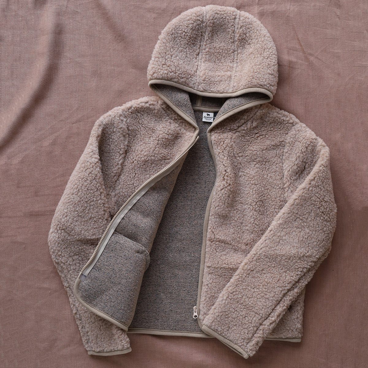 Women's Plush Hooded Jacket - 100% Wool - Tan (S, M, L)