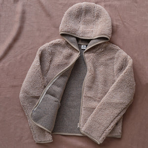Women's Plush Hooded Jacket - 100% Wool - Tan (S, M, L)