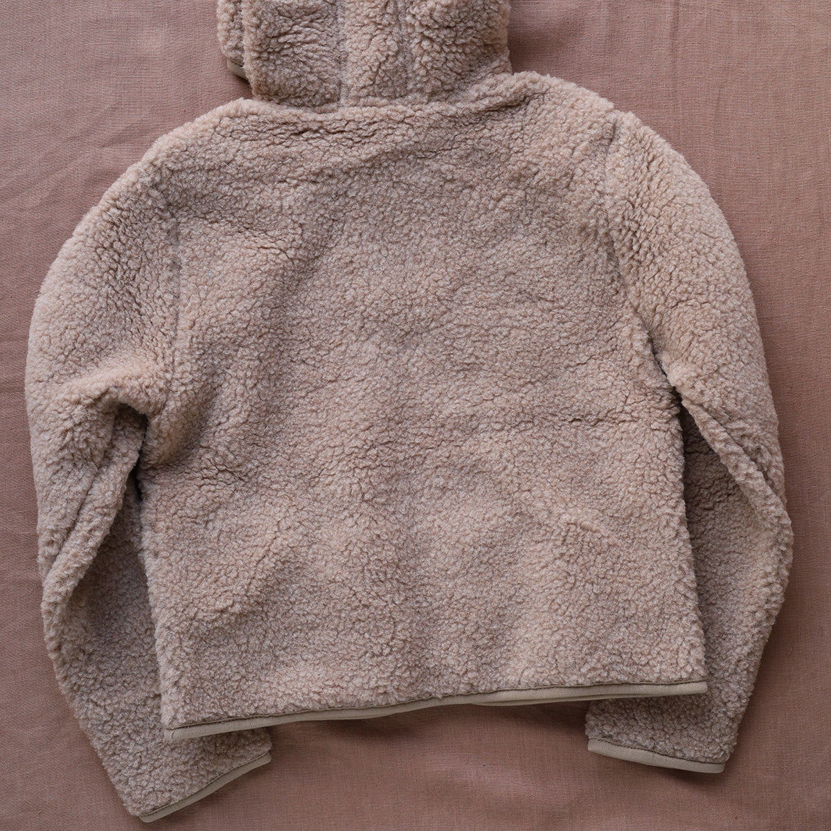 Women's Plush Hooded Jacket - 100% Wool - Tan (S, M, L)