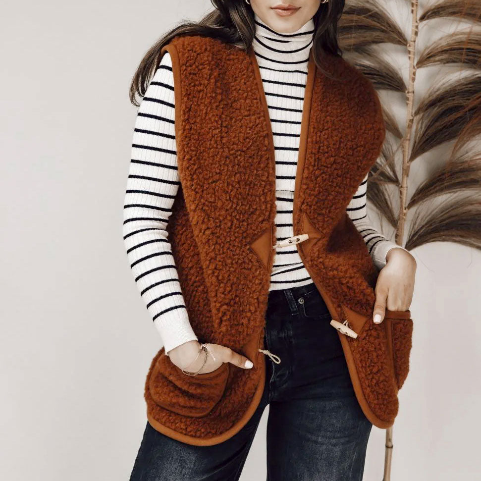 Women's Fleece Alpen Vest - 100% Wool - Fox (S, M, L)