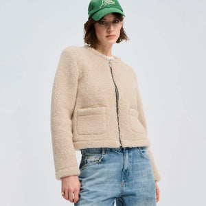 Women's Plush Cropped Jacket - 100% Wool - Sand (S, M, L) *Returning Soon