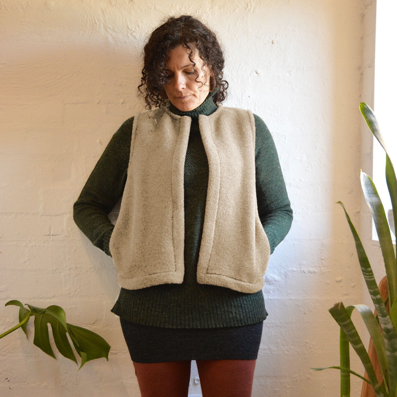 Women's Fleece Vest - 100% Wool - Beige *Coming Soon