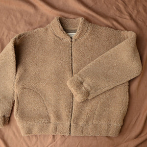 Women's Plush Bomber Jacket - 100% Wool - Tan (XS-L)