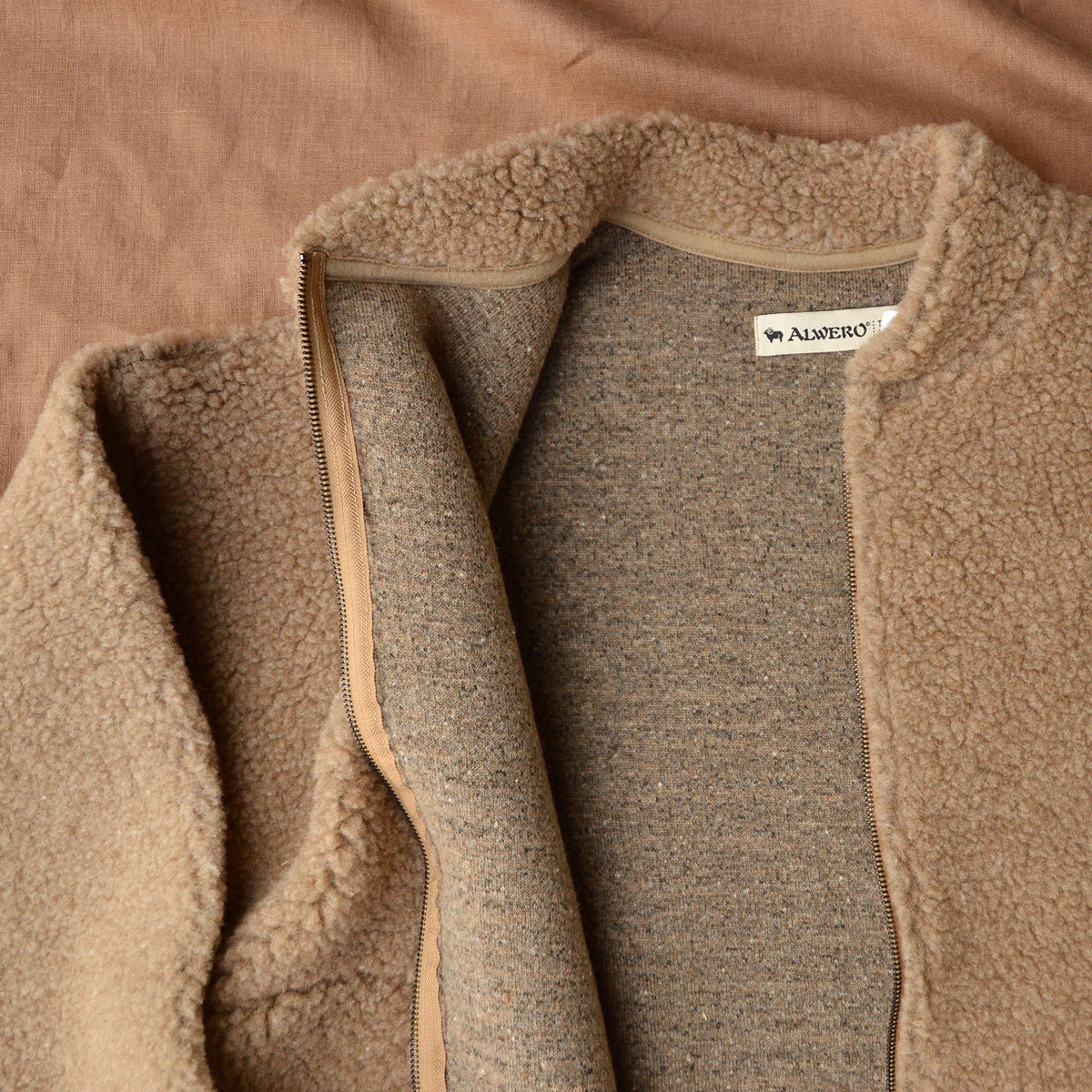 Women's Plush Bomber Jacket - 100% Wool - Tan (XS-L) *Returning 2026