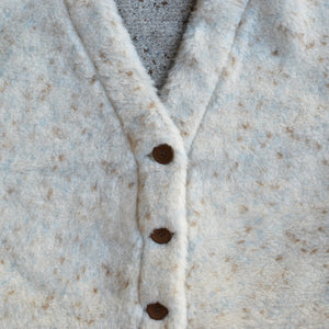 Women's Plush Cropped Cardi Jacket - 100% Wool - Multi-Dots