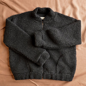 Women's Plush Bomber Jacket - 100% Wool - Black (XS-L)