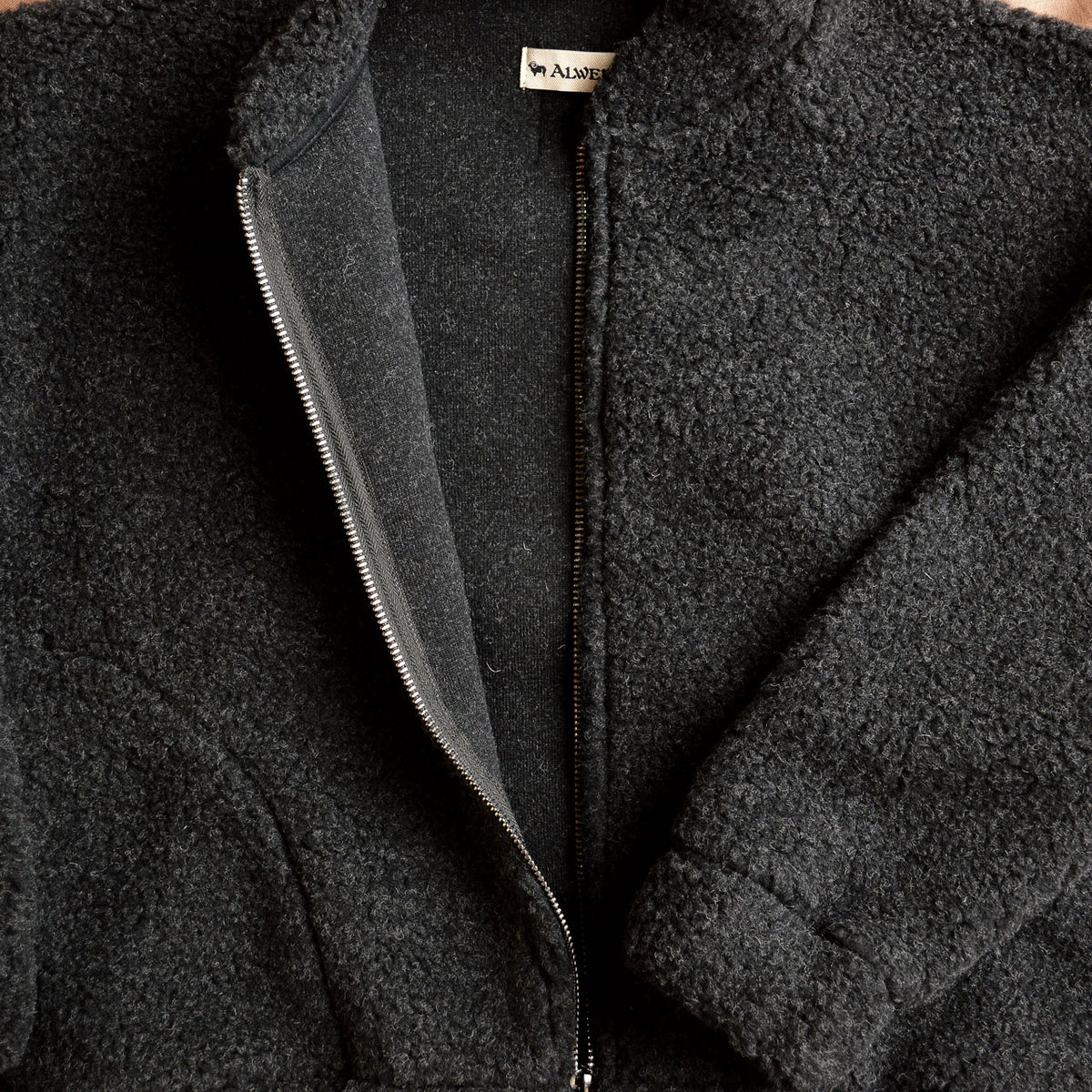 Women's Plush Bomber Jacket - 100% Wool - Black (XS-L)