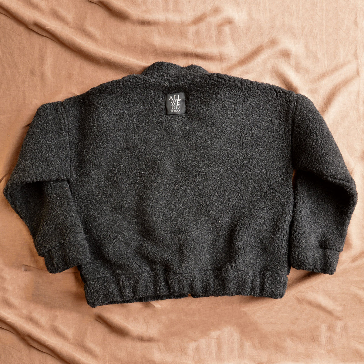 Women's Plush Bomber Jacket - 100% Wool - Black (XS-L)