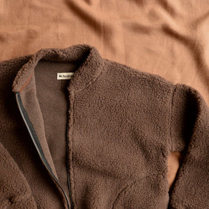 Women's Plush Bomber Jacket - 100% Wool - Chocolate Martini (XS-L)