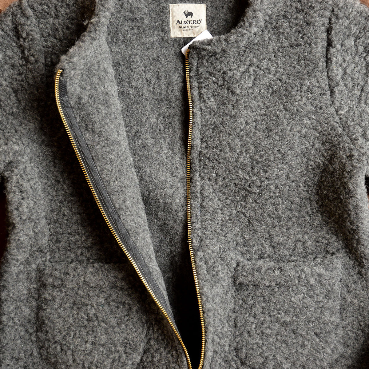 Women's Teddy Cropped Jacket - 100% Wool - Graphite (S, M, L)