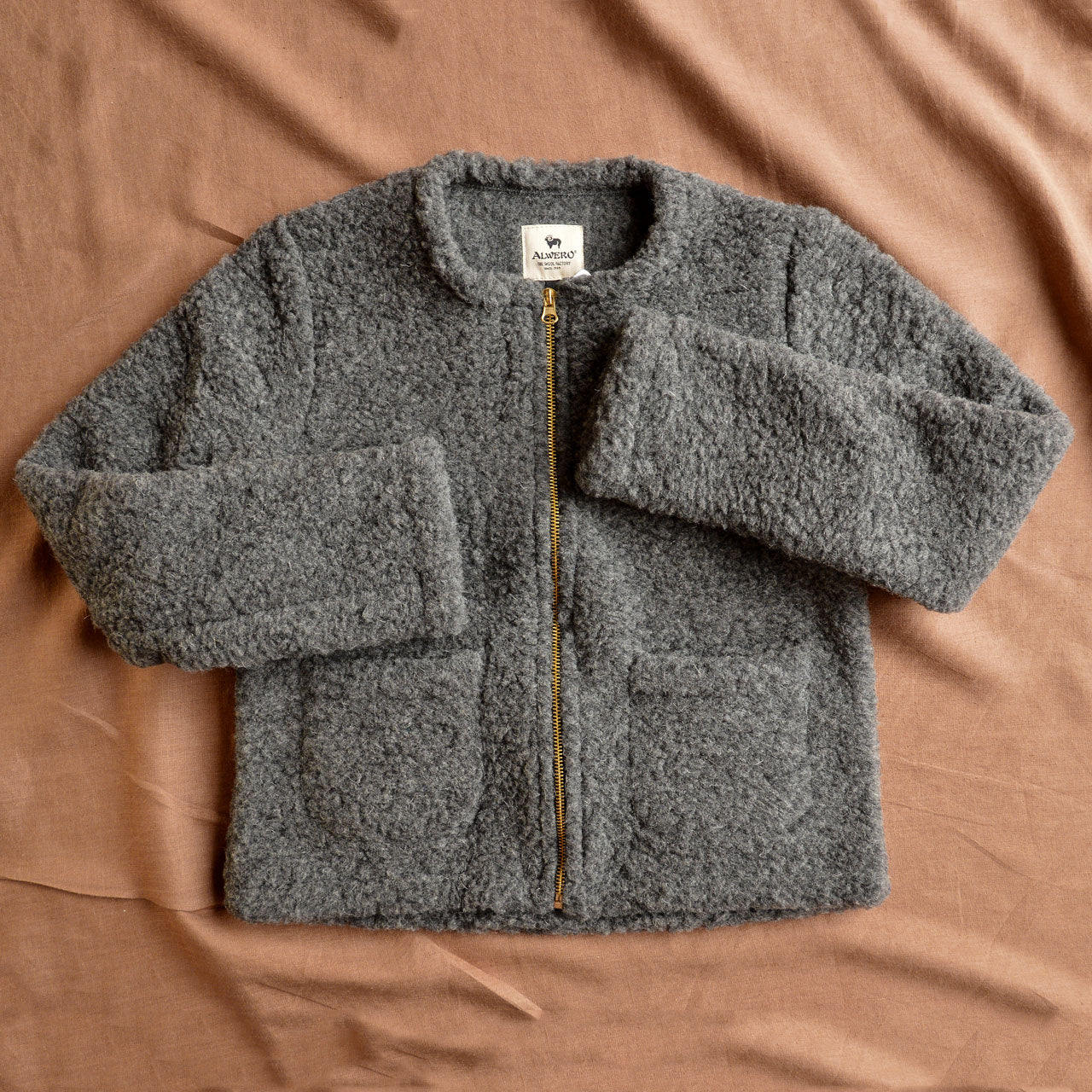 Women's Teddy Cropped Jacket - 100% Wool - Graphite (S, M, L)