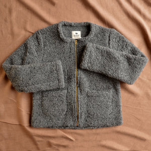 Women's Teddy Cropped Jacket - 100% Wool - Graphite (S, M, L)