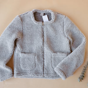 Women's Plush Cropped Jacket - 100% Wool - Silver AW24 (M, L) *Last ones