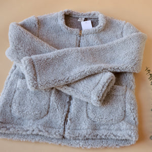 Women's Plush Cropped Jacket - 100% Wool - Silver AW24 (M, L) *Last ones
