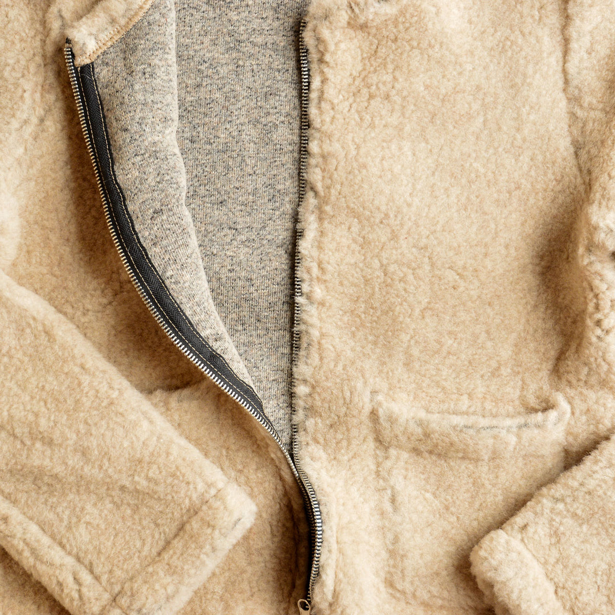 Women's Plush Cropped Jacket - 100% Wool - Sand (S, M, L)