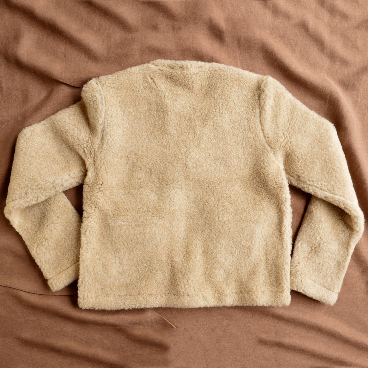 Women's Plush Cropped Jacket - 100% Wool - Sand (S, M, L)