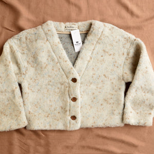Women's Plush Cropped Cardi Jacket - 100% Wool - Multi-Dots