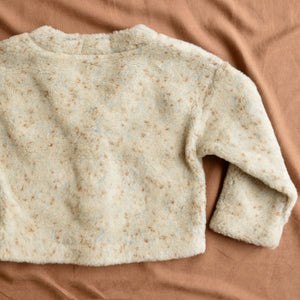 Women's Plush Cropped Cardi Jacket - 100% Wool - Multi-Dots