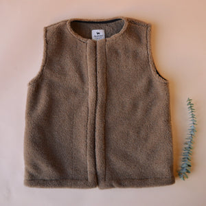 Women's Fleece Vest - 100% Wool - Camel