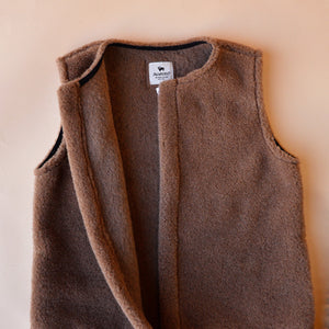 Women's Fleece Vest - 100% Wool - Camel