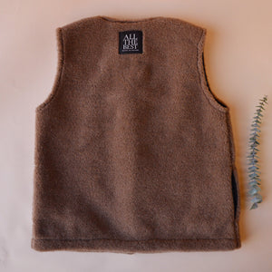 Women's Fleece Vest - 100% Wool - Camel