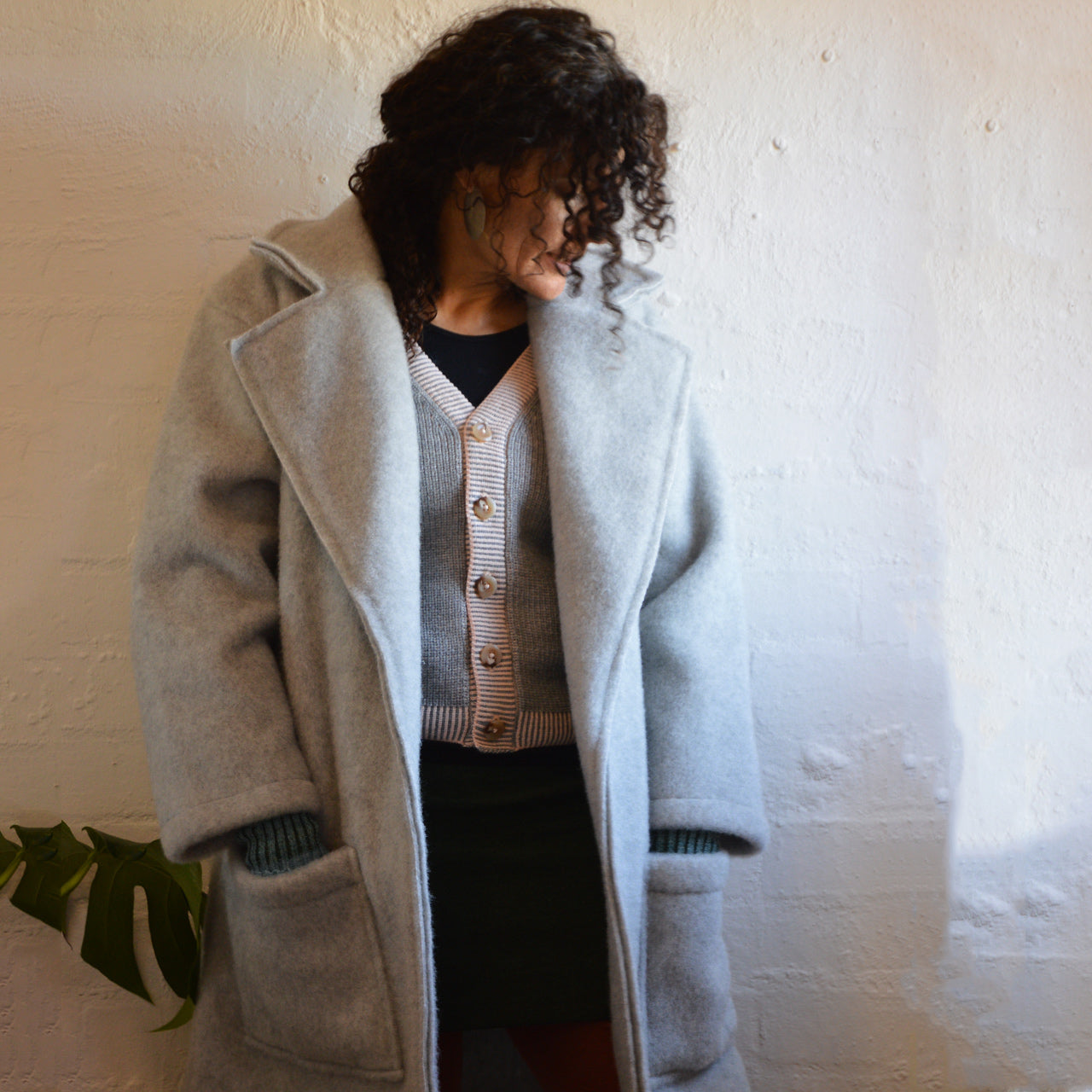 Women's Wrap Coat - 100% Wool Felt - Light Grey (M-L) *Last ones