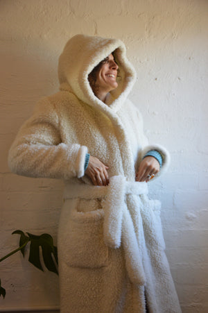 Bath Robe - 100% Wool - Natural (Adults S, M)