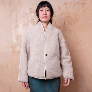 Women's Folka Teddy Jacket - 100% Wool - Sand