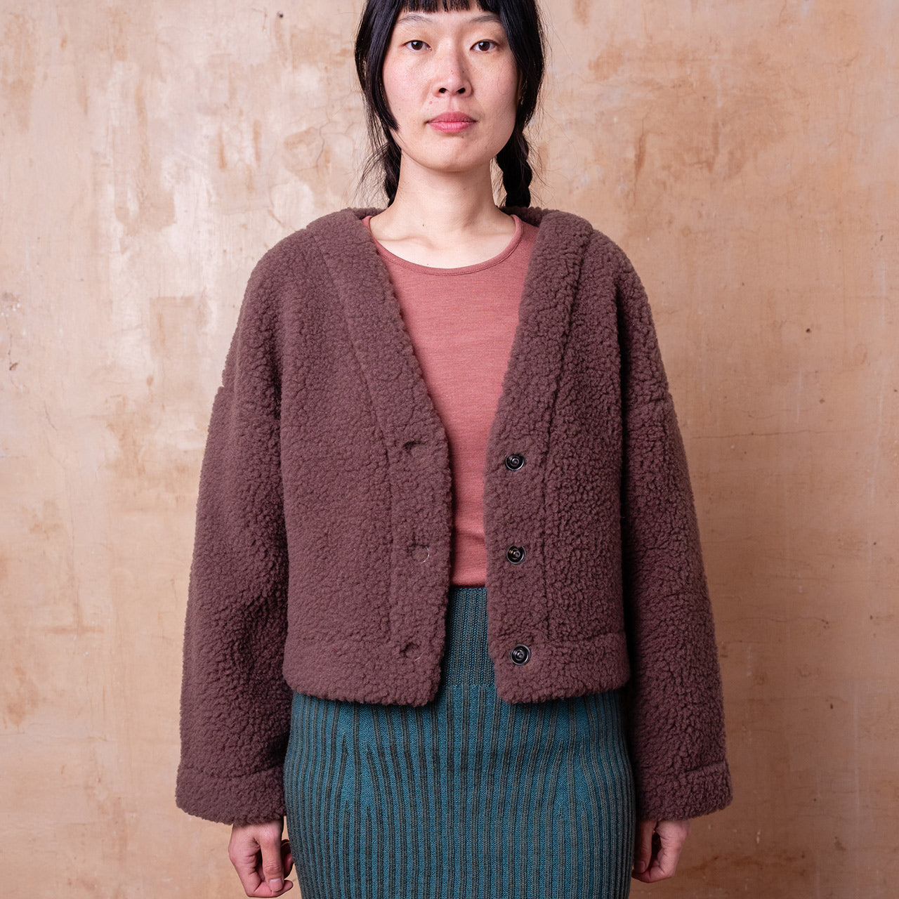 Women's Plush Cropped Cardi Jacket - 100% Wool