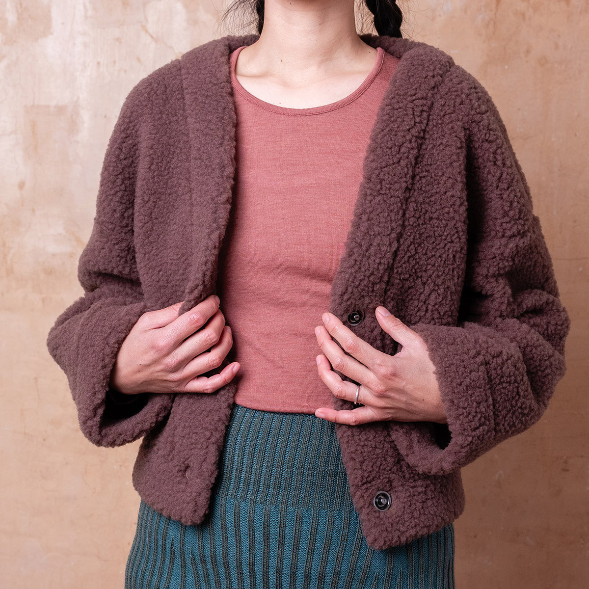 Women's Plush Cropped Cardi Jacket - 100% Wool