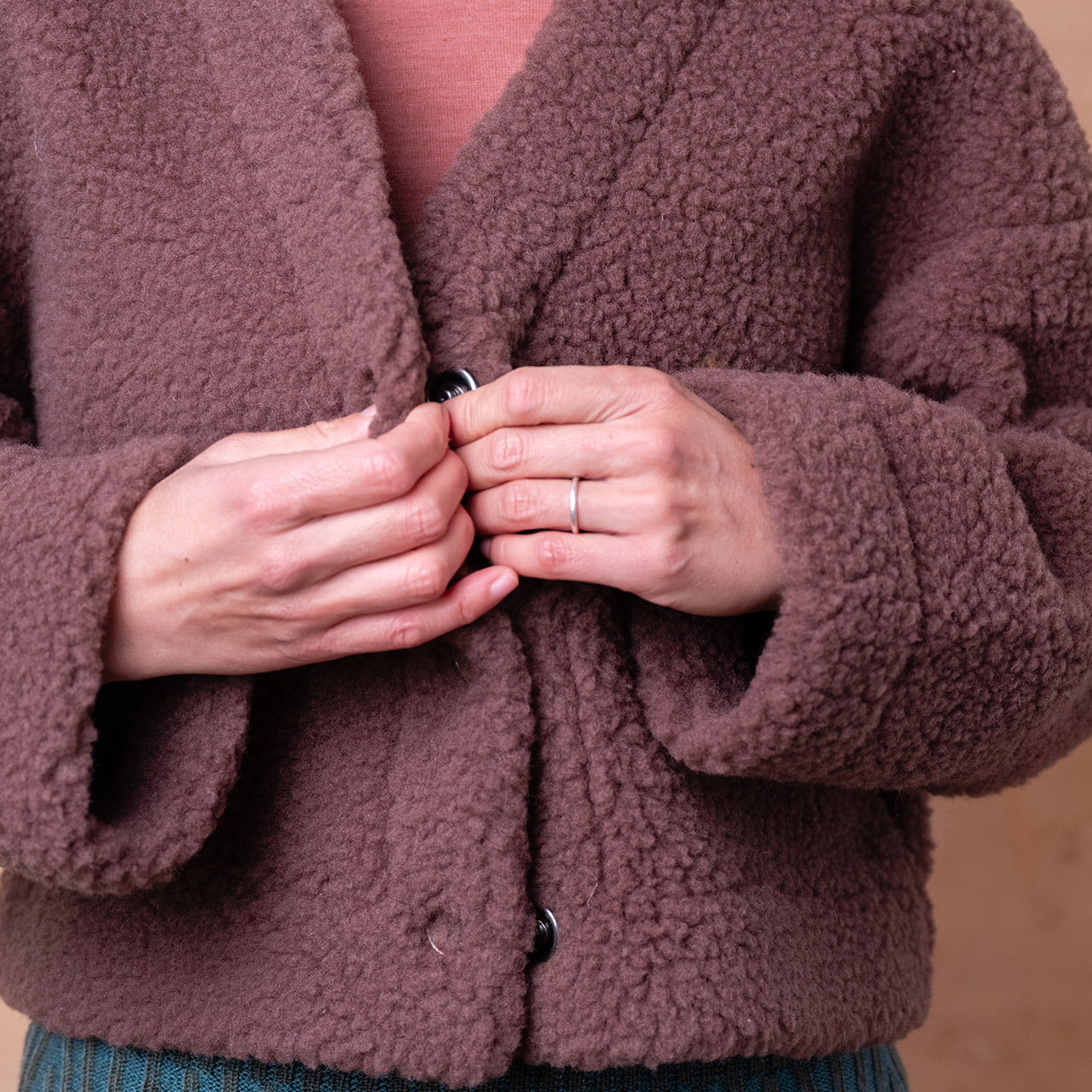 Women's Plush Cropped Cardi Jacket - 100% Wool