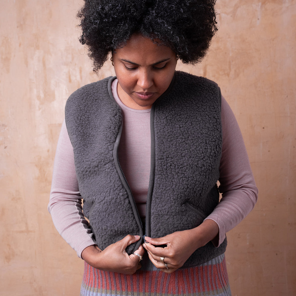 Women's Cropped Zip Vest - 100% Wool