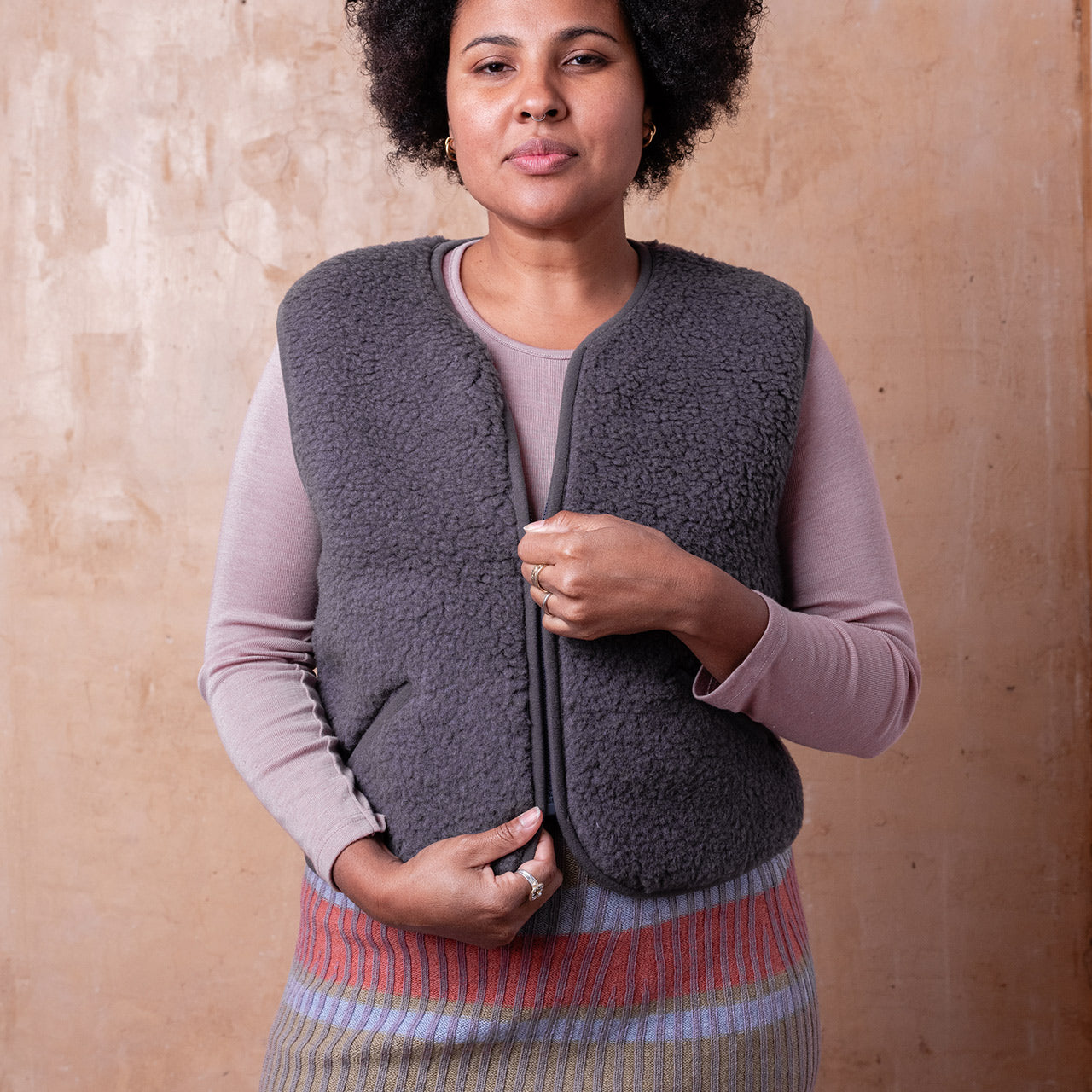 Women's Cropped Zip Vest - 100% Wool