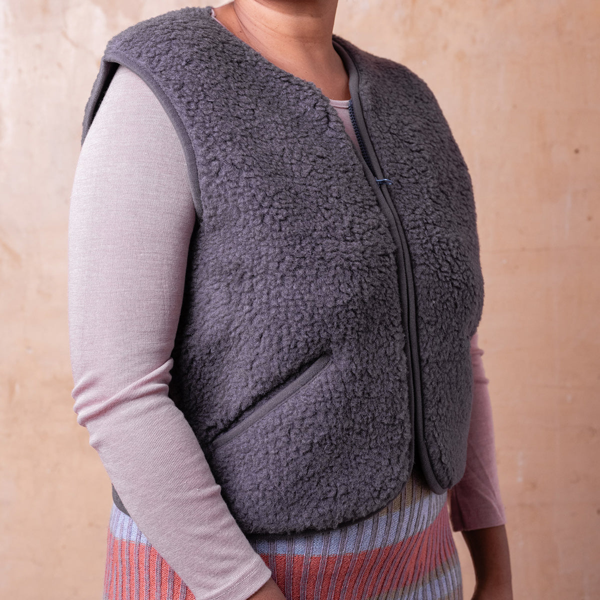 Women's Cropped Zip Vest - 100% Wool