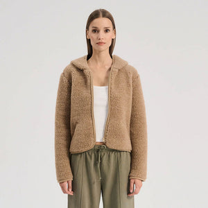 Women's Plush Hooded Jacket - 100% Wool - Tan (S, M, L)