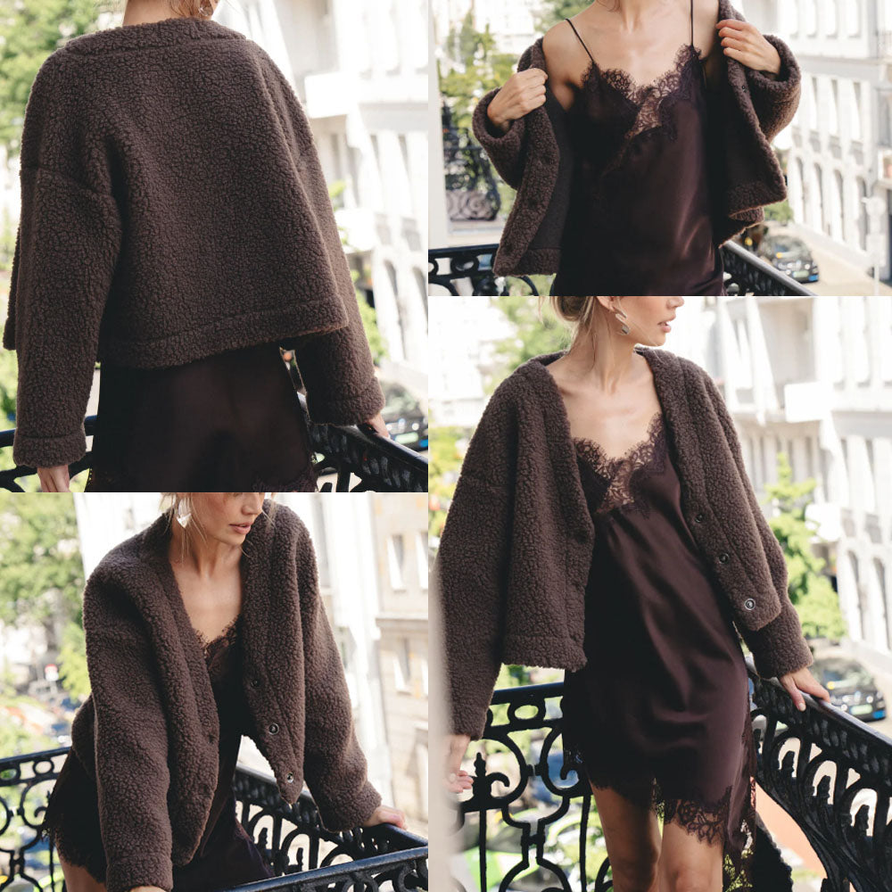 Women's Plush Cropped Cardi Jacket - 100% Wool *Returning Autumn 2026