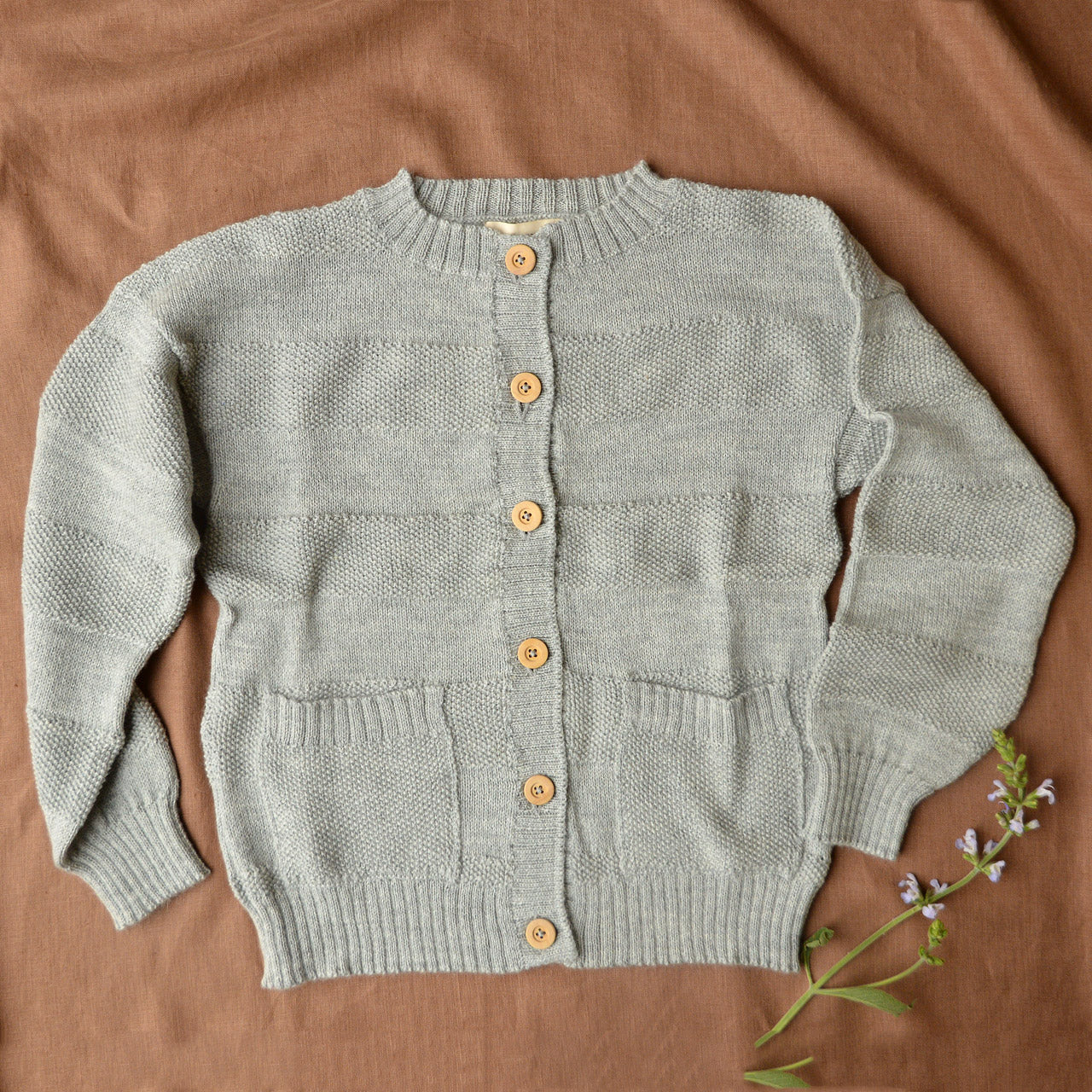 Everyday Cardigan - Alpaca/Merino - Pebble Grey (9-12y+ Women 8-10)