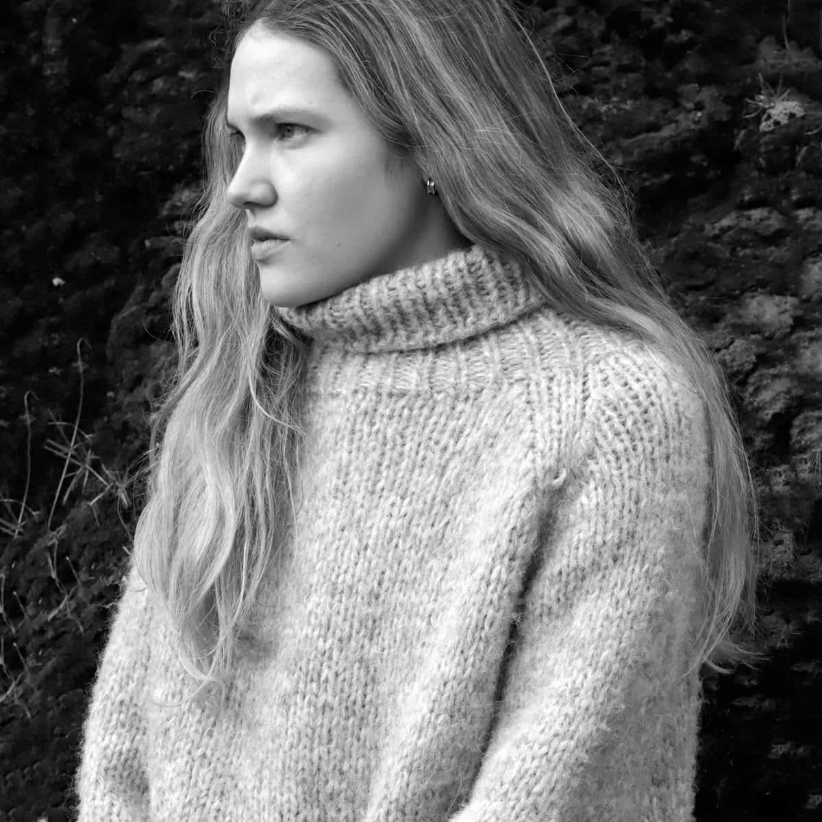 Women's Rollneck Jumper - Handknitted Alpaca/Pima Cotton - Charcoal Brown *Returning 2026